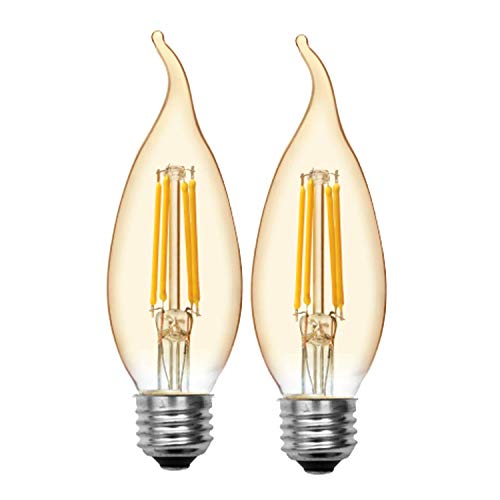 GE Lighting Bent Tip LED VintaGE Lighting Light Bulb, Amber Glass LED Edison Bulb (40 Watt Replacement Dimmable LED Light Bulbs), 240 Lumen, Medium Base Light Bulbs, 2-Pack E26 Edison Bulb (42152)