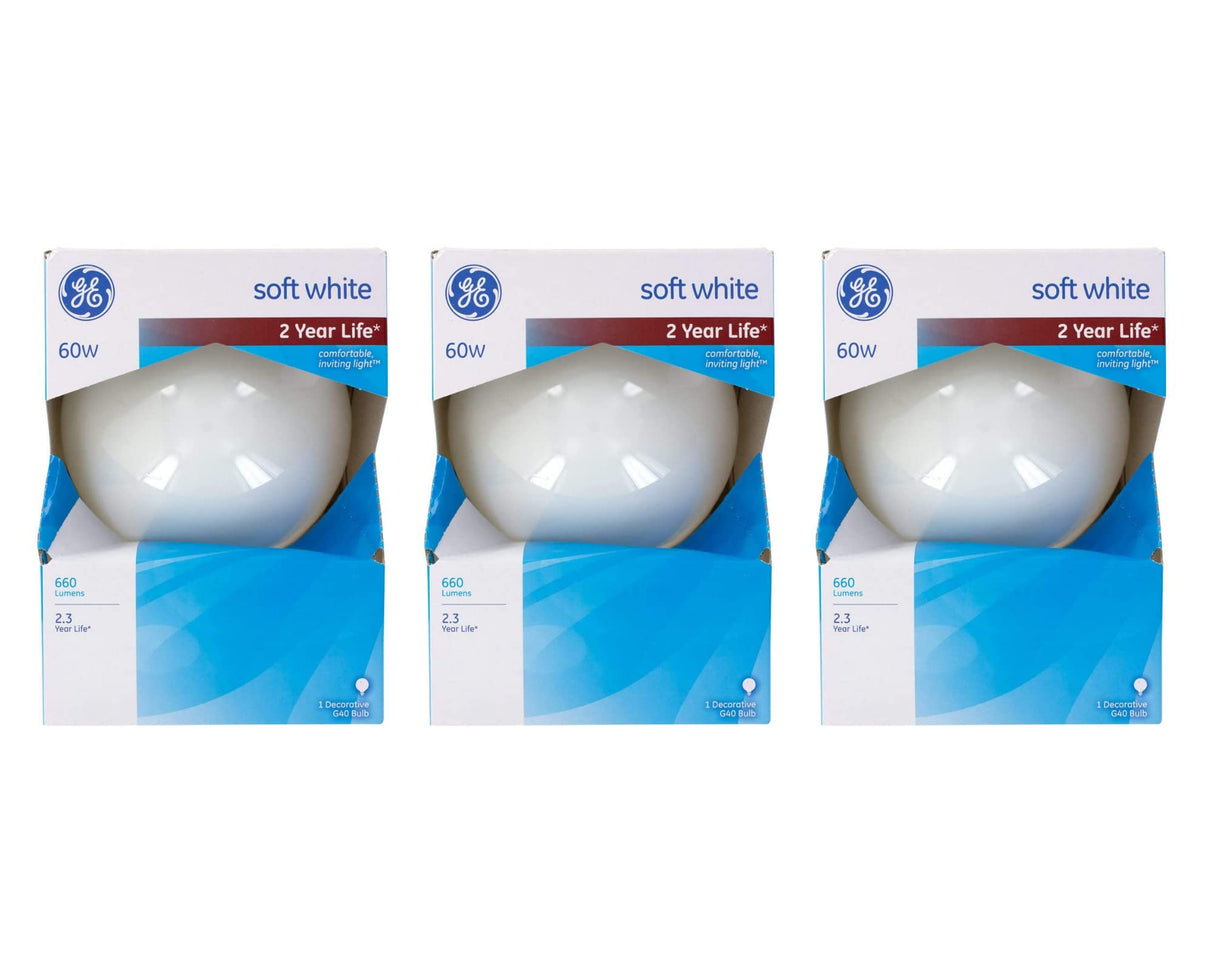 White Globe Light Bulb, 60-Watts, 5-In.-Diameter
