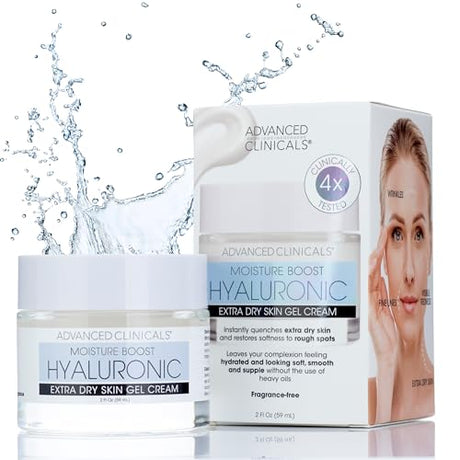 Advanced Clinicals Hyaluronic Acid Moisturizer Gel Face Cream W/Vitamin E + B5