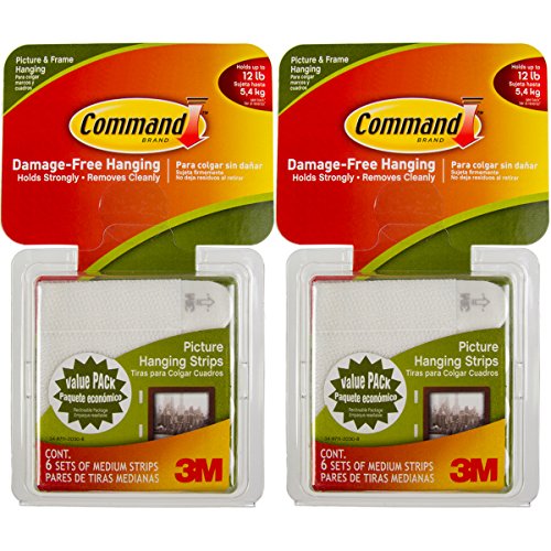 Command 3M 12ct Pack Picture & Frame Hanging Strips Sets Medium Size