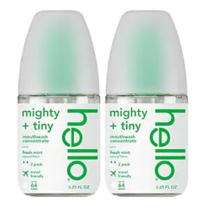 Hello Fresh Mint Mouthwash Concentrate, 2 Pack, 3.25 Oz Pump Bottles