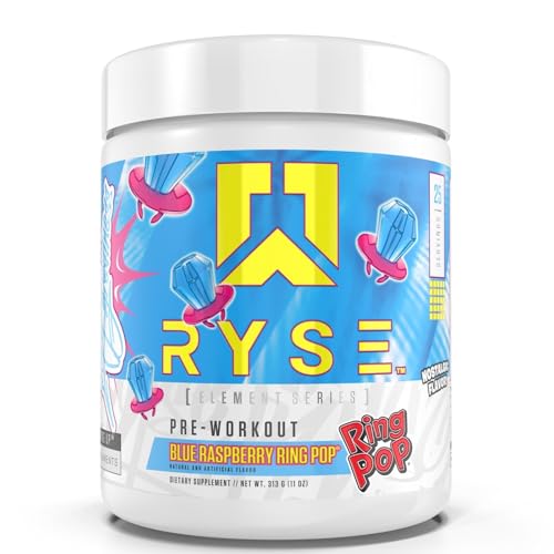Ryse Loaded Pre Workout Powder - 30 Servings (Blue Raspberry Ring Pop)