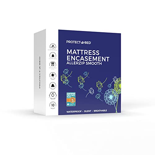 Protect-A-Bed AllerZip Smooth Mattress Encasement, Queen Bagged Not Boxed
