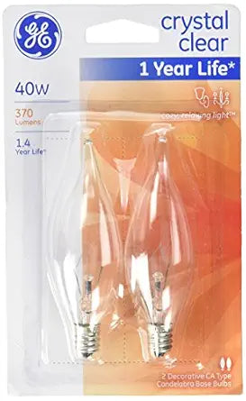 GE 76236 Light 2PK40W CLR BT Bulb, 2 Count