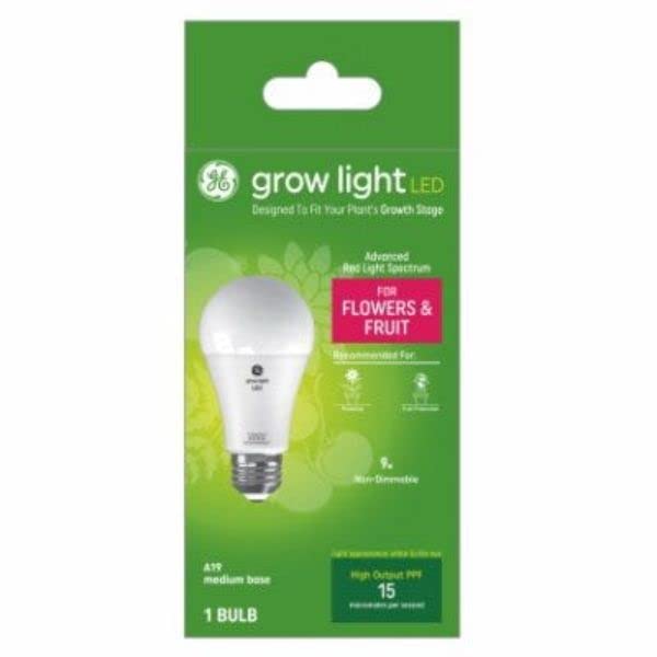 GE Lighting 105646 1.9W LED Horticultural Grow Light Bulb for Fruit & Flowers White - A19 Shape