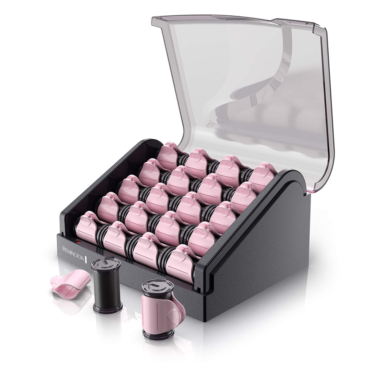 Remington H9000 Pearl Ceramic Heated Clip Hair Rollers, 1-1 ¼ Inch, Pink