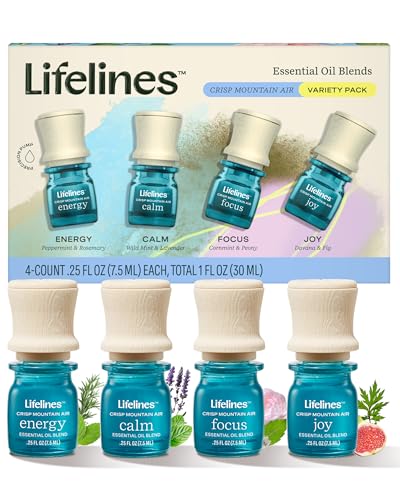 Lifelines Essential Oil Blends, 4-Pack (Joy, Calm, Focus & Energy)