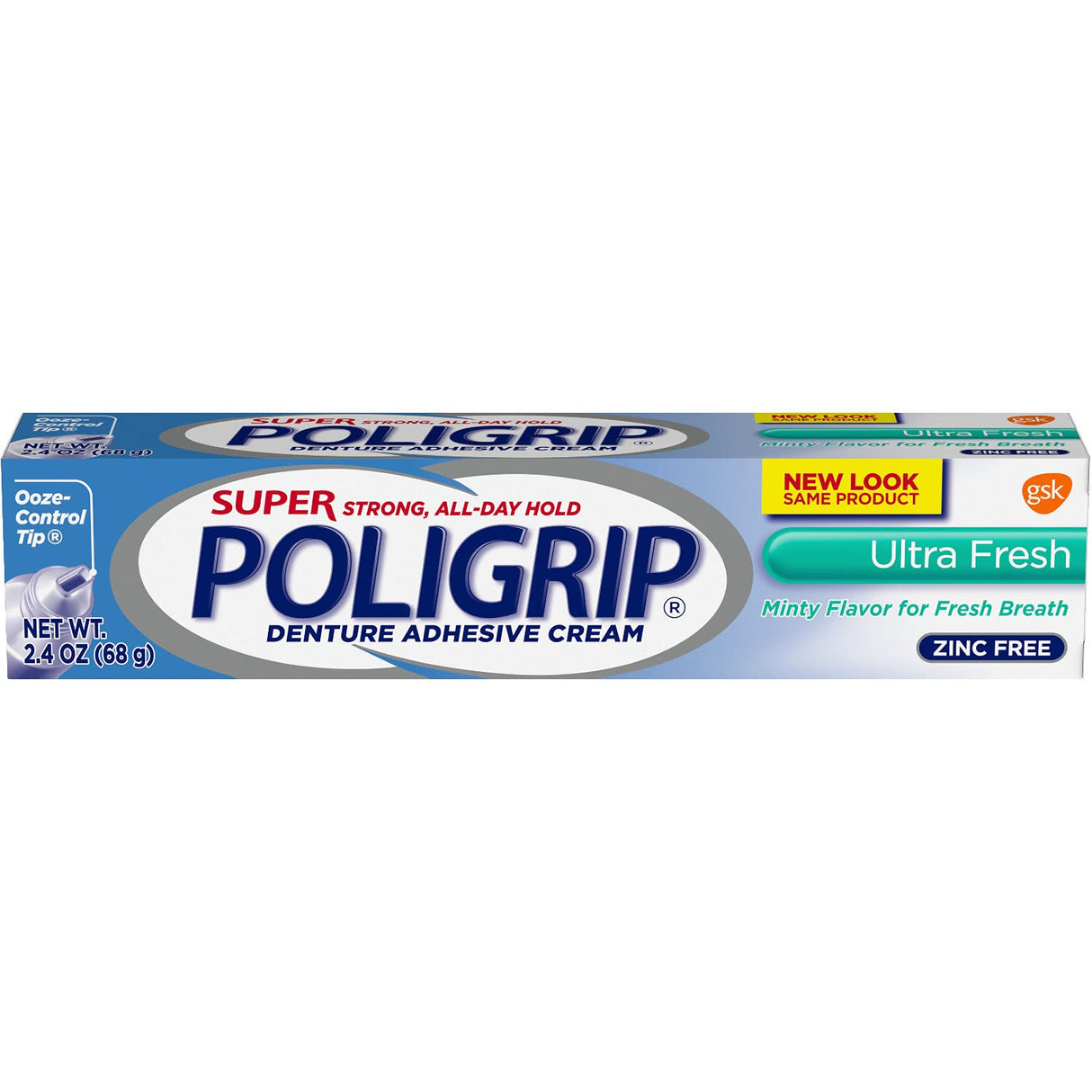 Super POLIGRIP Denture Adhesive Cream Ultra Fresh 2.40 oz (Pack of 3)