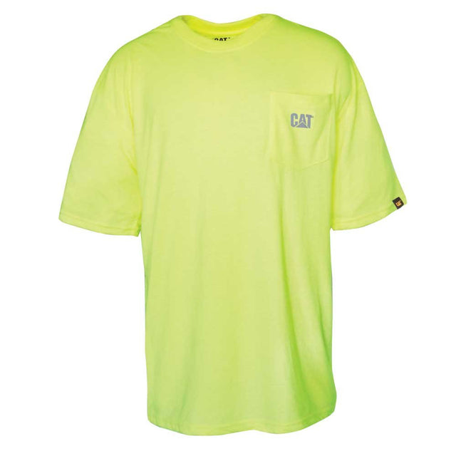 Caterpillar Men's Trademark Pocket T-Shirt Hi-Vis Yellow, X Large