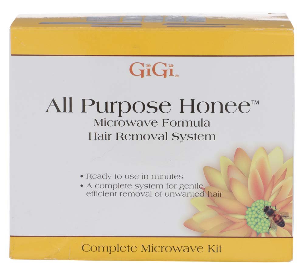 Gigi All Purpose Honee Microwave Kit for Hair Removal - Complete At-Home Waxing Kit with Applicators & Strips for Face, Body, Bikini, & Brazilian, 1 Pack