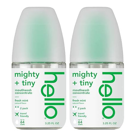 Hello Fresh Mint Mouthwash Concentrate, 2 Pack, 3.25 Oz Pump Bottles