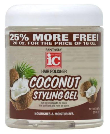 Fantasia Ic Coconut Styling Gel Nourish and Moisturize, 20 Ounce