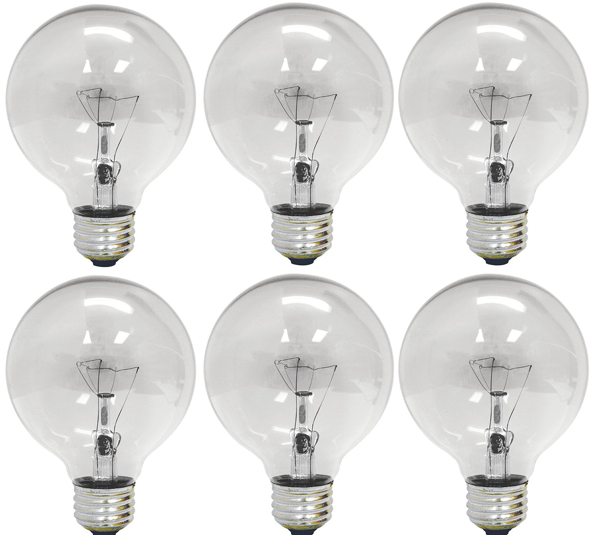 GE Lighting 12983 Incandescent G25, (Pack of 6)
