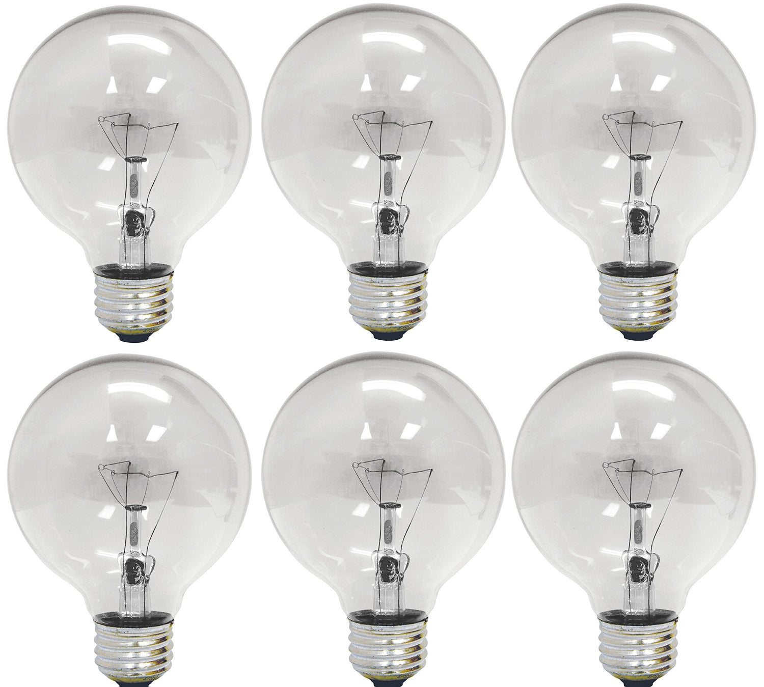 GE Lighting 12983 Incandescent G25, (Pack of 6)