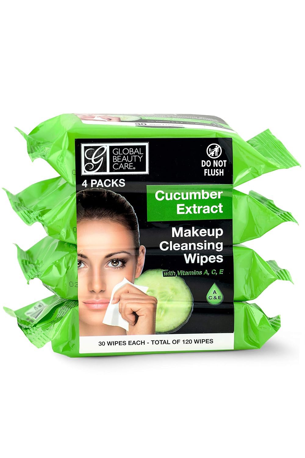 Global Beauty Care Cucumber Makeup Remover Wipes 120 Count (4-Pack)