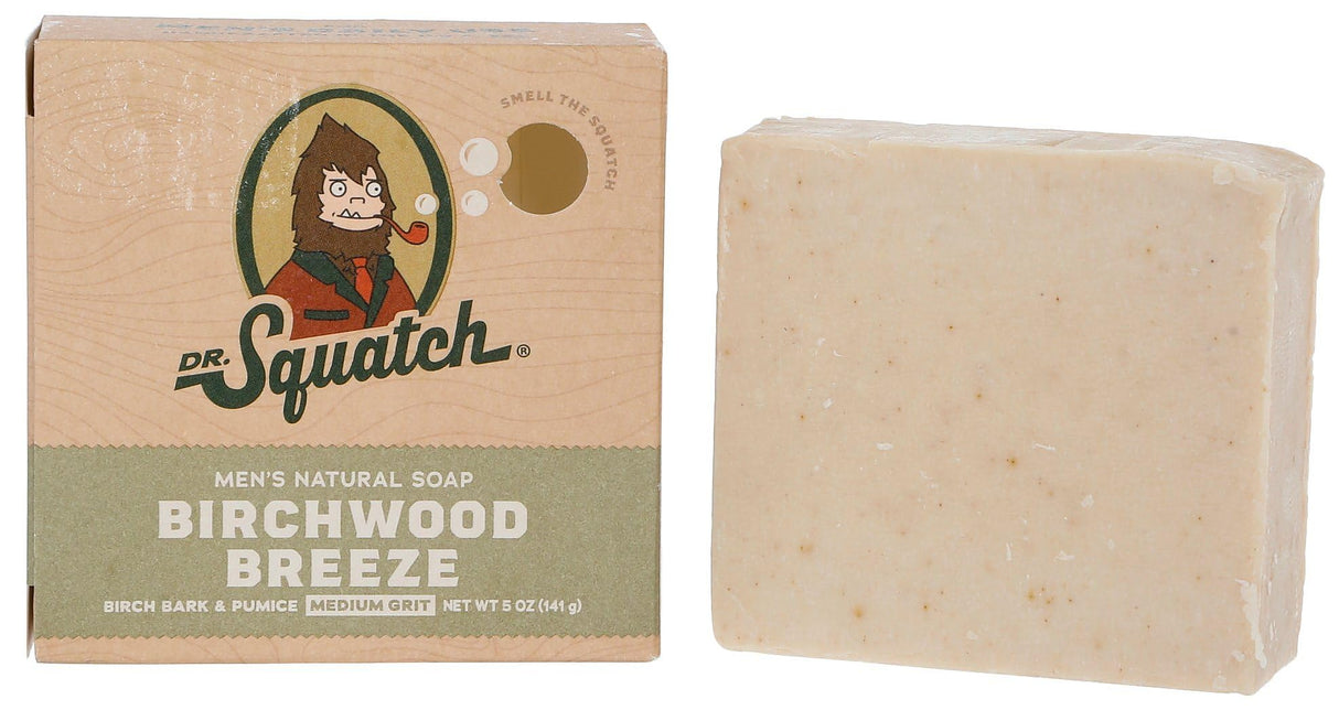 Dr. Squatch All Natural Bar Soap for Men with Medium Grit - Birchwood Breeze 5 Ounce