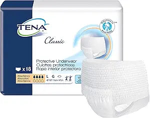 TENA Classic Underwear, 45-58 Inch Waist, 18 Count, Unisex