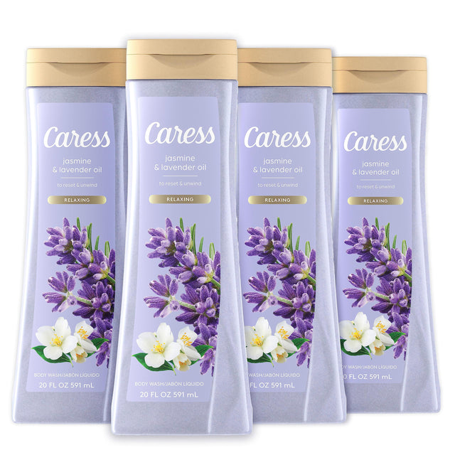 Caress Body Wash for Women, Jasmine & Lavender Oil, 20 fl oz, 4 Pack