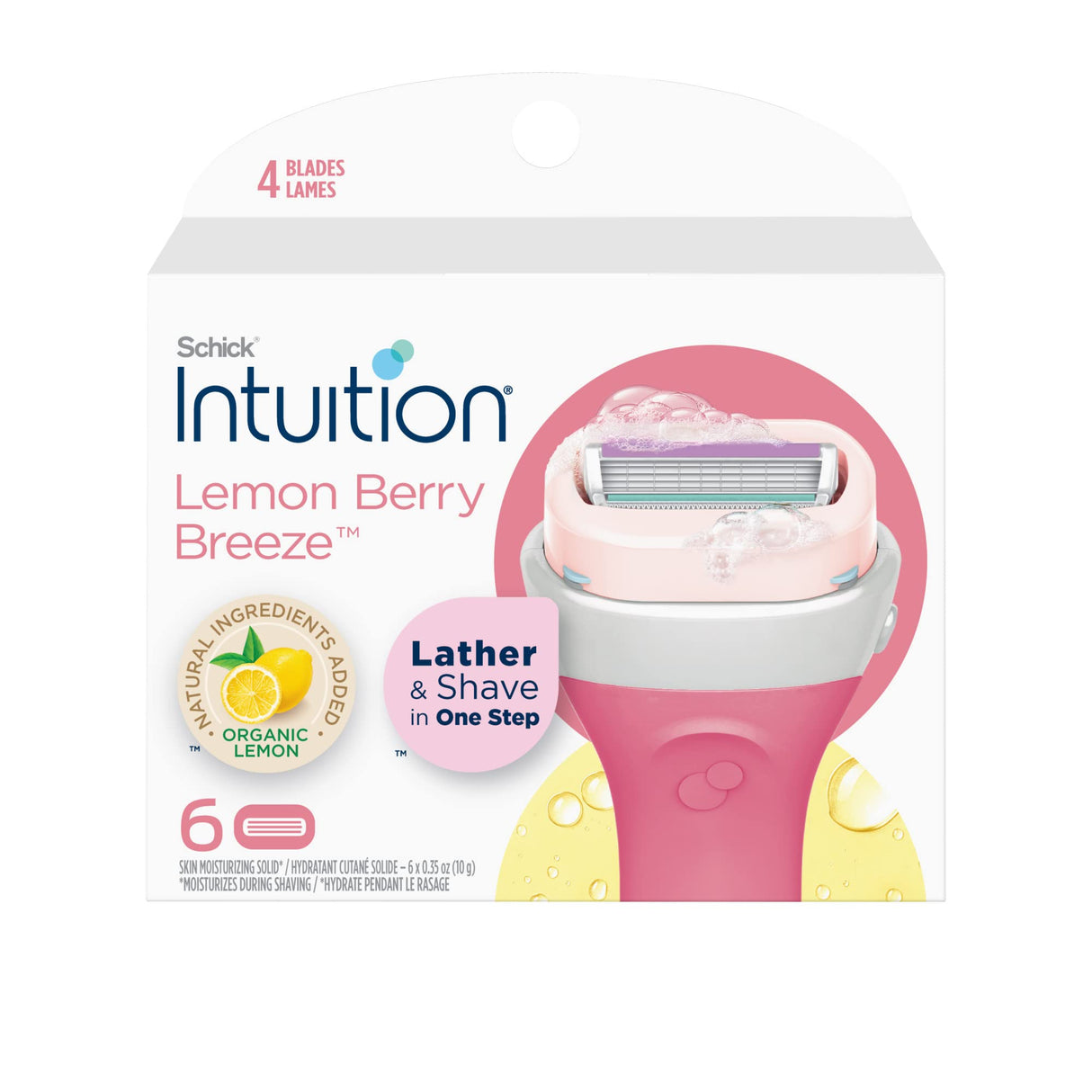 Schick Intuition Refill, Lemon Berry Breeze Razors, 6 Count Razor Refills