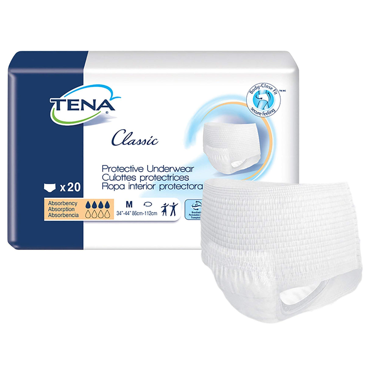 TENA Classic Medium Moderate Absorbency Pull-Up Adult Briefs, 20 Count