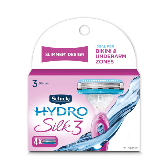 Schick Hydro Silk 3 Razor Blades Refills, 4 Count
