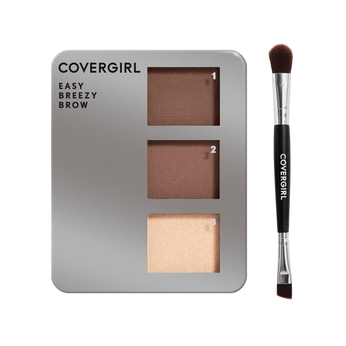 COVERGIRL - Easy Breezy Brow Powder Kit, three shades brow definer, professional double-ended angled brush, effortless, 100% Cruelty-Free