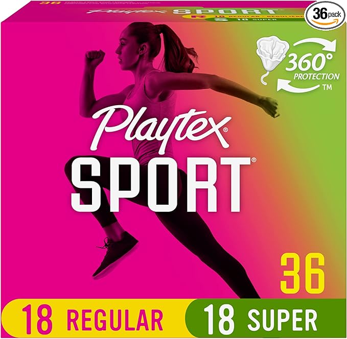Playtex Sport Tampon Multipack, Unscented, (18 Regular/18 Super) 36 Count