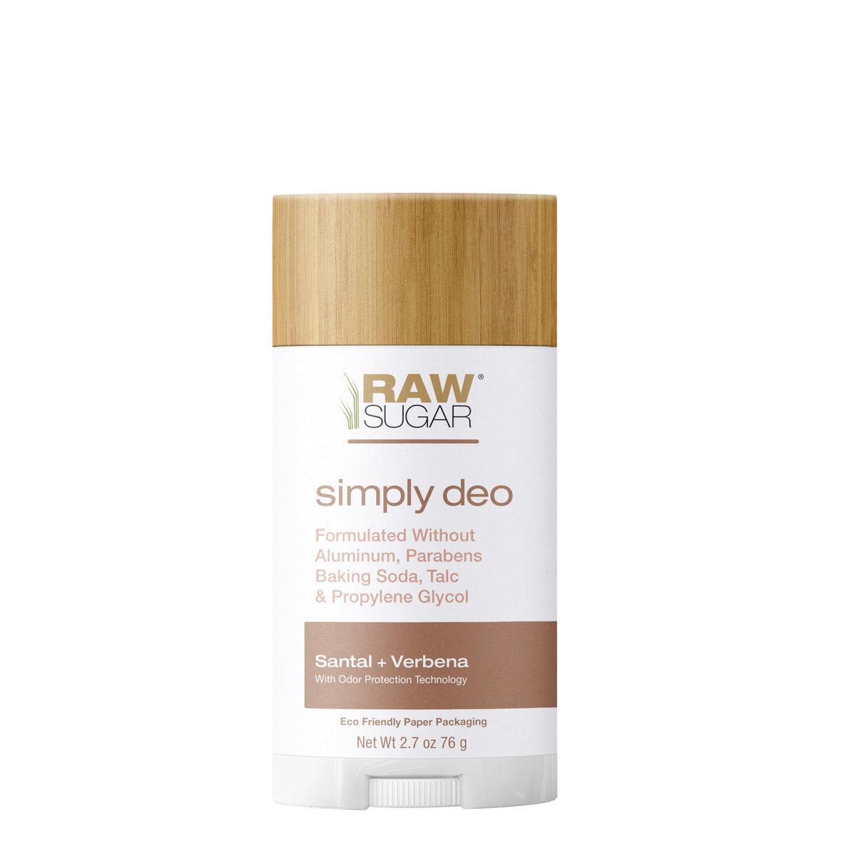 RAW SUGAR Deodorant Stick, Simply Deo Santal + Verbena Scent