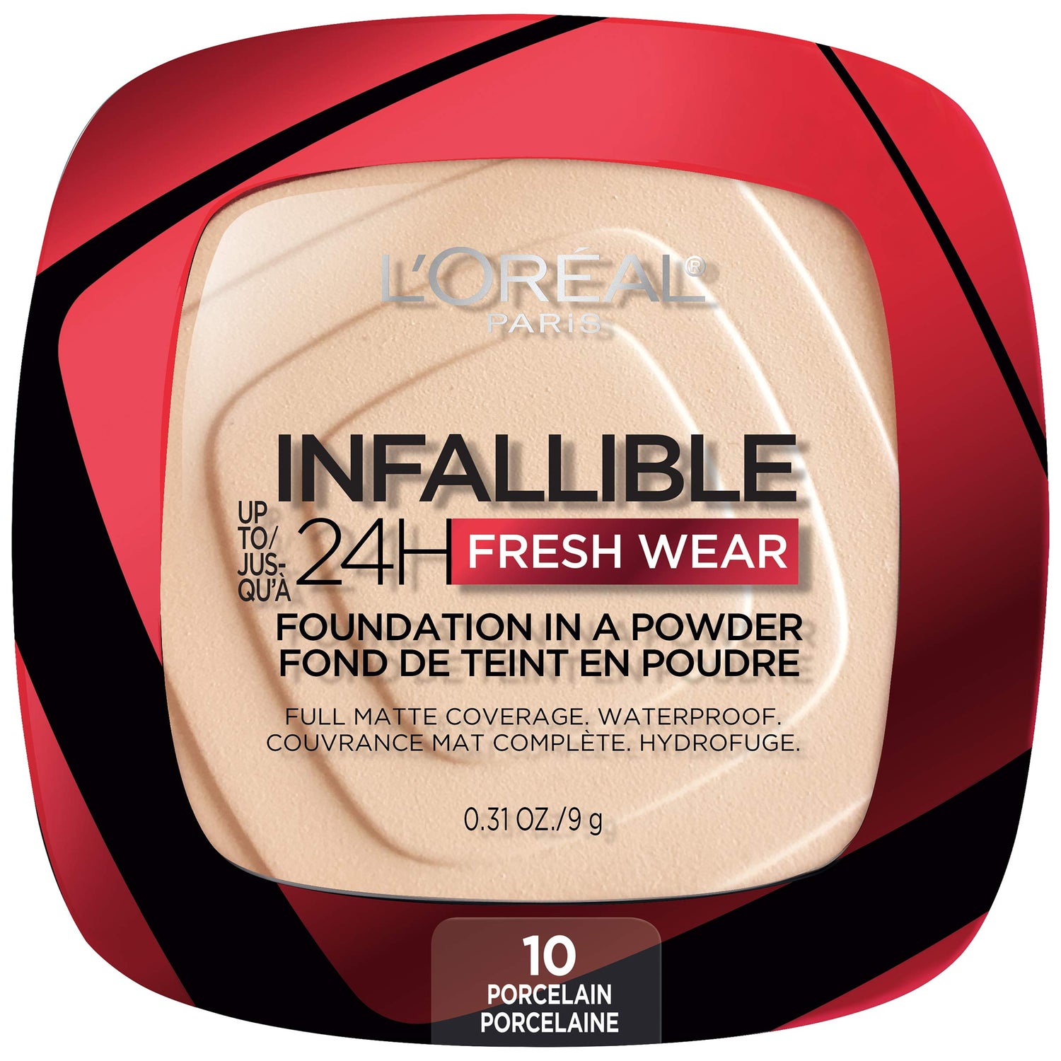 L'Oreal Paris Makeup Infallible Fresh Wear Foundation in a Powder, Up to 24H Wear, Waterproof, Porcelain, 0.31 oz.