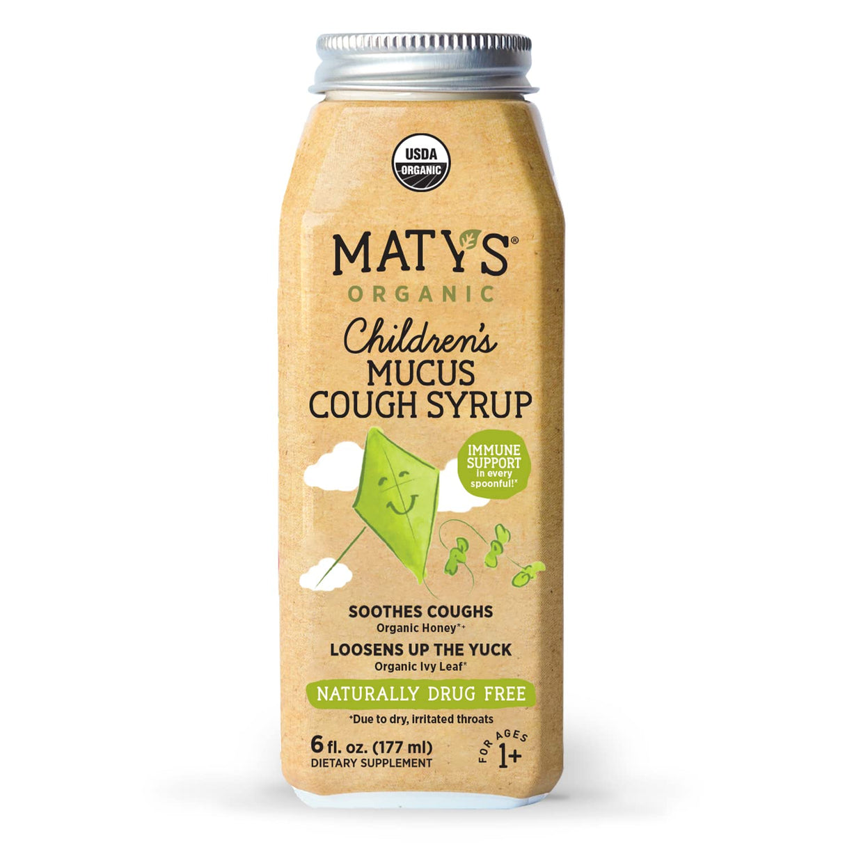 Matys Organic Childrens Mucus Cough Syrup 6 Fl Oz Thins Mucus w/Ginger, Thyme