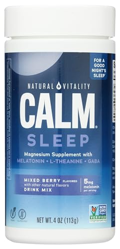 Natural Vitality Calm Sleep Drink Mix with Magnesium and Melatonin, Mixed Berry Flavor, 4 Ounces