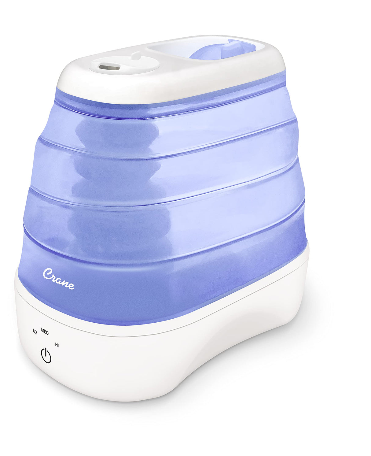 Crane Collapsible Cool Mist Humidifier for Bedroom and Office, 1 Gallon Portable Humidifier for Travel and Easy Storage, Blue and White
