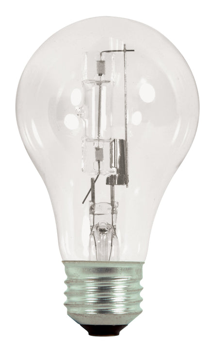 Satco S2404 72 Watt (100 Watt) 1490 Lumens A19 Halogen Warm White 3000K Clear Light Bulb, 2-Pack