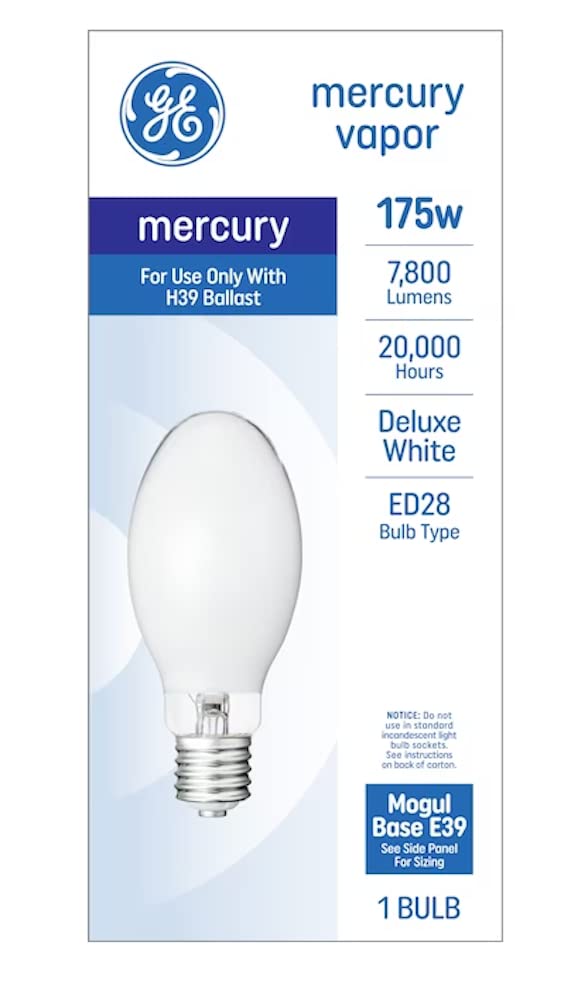 GE 30971 Outdoor Multi Vapor Metal Halide Light Bulb, Mogul Base, 175 Watt