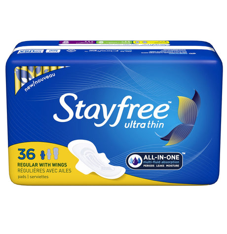 Stayfree Ultra Thin Regular Pads with Wings, 36 count