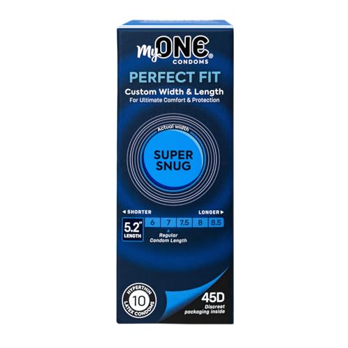 ONE Perfect Fit Super Snug Size 45D Latex Condoms with Silver Pocket Case, 10 Count
