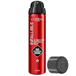 L'Oreal Paris Infallible 3-Second Setting Spray Mist, Microfine Mist for up to 36HR Wear, Clear, 1.76 oz