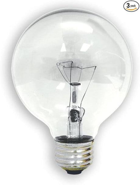 GE 26535 40-Watt G25 Crystal Clear Bulbs, 3-Pack