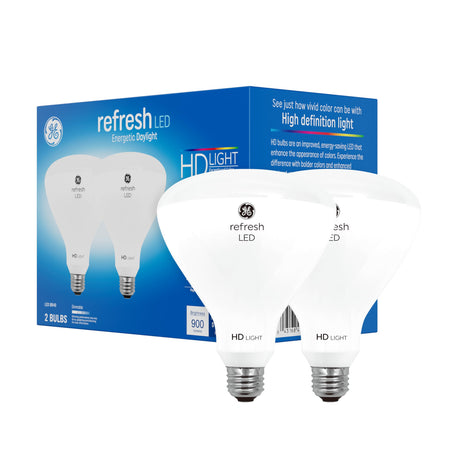 GE Refresh LED Light Bulbs, 65 Watt, Daylight, BR40 Indoor Floodlights (2 Pack)