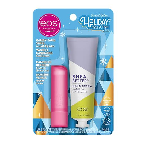 eos Holiday Skin Care Set- Vanilla Cashmere Travel Hand Cream & Candy Cane Swirl Lip Balm