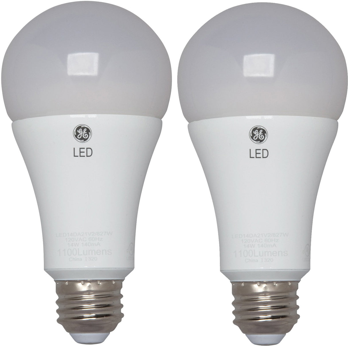 GE 66133 LED A19 Light Bulb with Medium Base, 17-Watt, Daylight, 2-Pack
