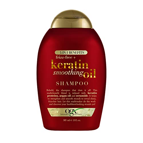 OGX Frizz-Free + Keratin Smoothing Oil Shampoo, 5 in 1