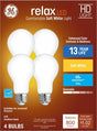 GE Relax 4-Pack 60 W Equivalent Dimmable Soft White A19 LED Light Fixture Light Bulbs
