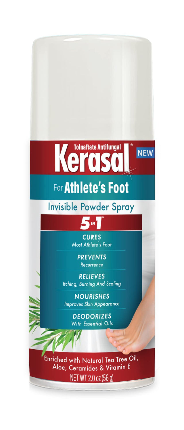 Kerasal 5-In-1 Athlete's Foot Invisible Powder Spray, Athlete's Foot Spray, 2 oz