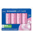 NIVEA Shimmer Lip Care, Shimmery Lip Balm Pack with Shea Butter, Pack of 4