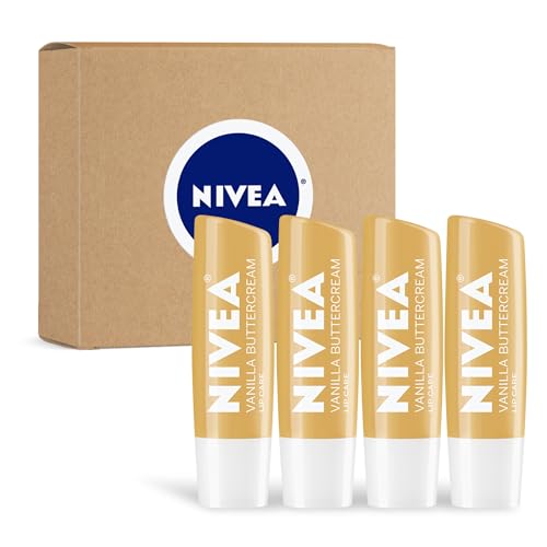 NIVEA Vanilla Buttercream Lip Care, 0.17 Oz Stick, Pack of 4