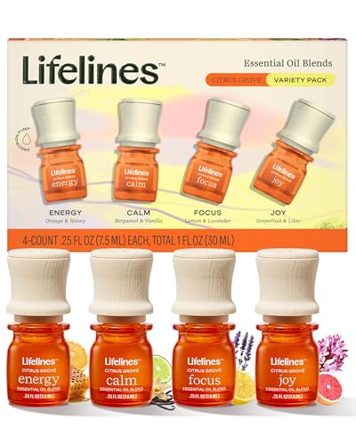 Lifelines Essential Oil Blends, 4-Pack (Joy, Calm, Focus & Energy)