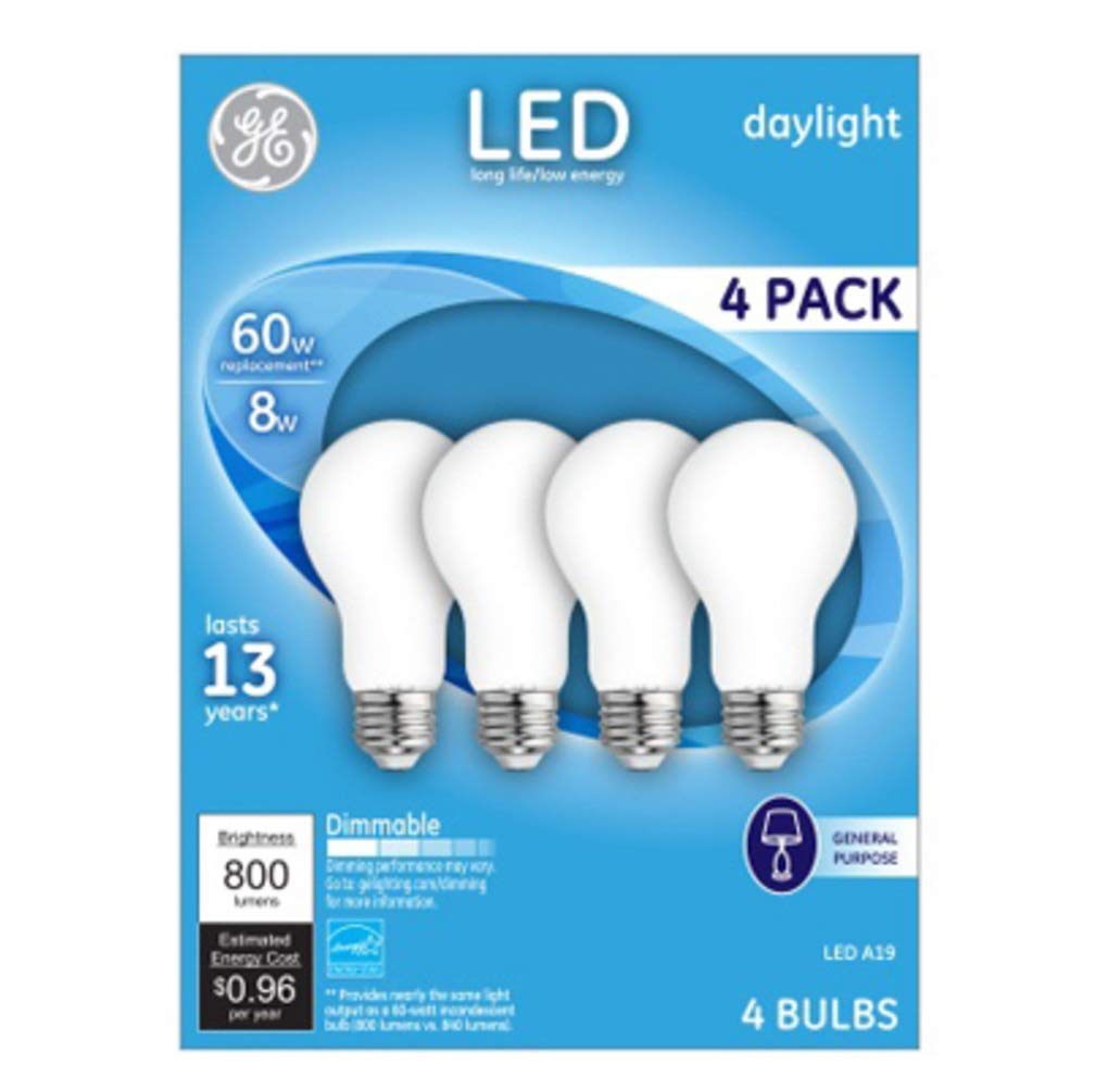 GE Lighting LED Light Bulbs, Frosted Daylight, 8-Watts, 750 Lumens
