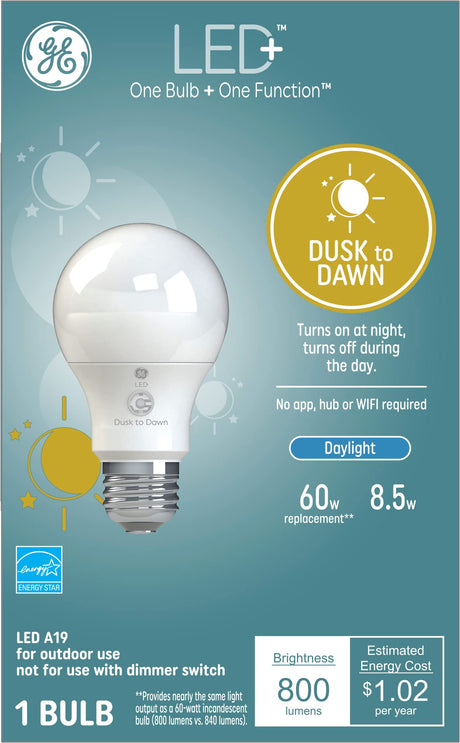 GE LED+ Dusk to Dawn Daylight A19