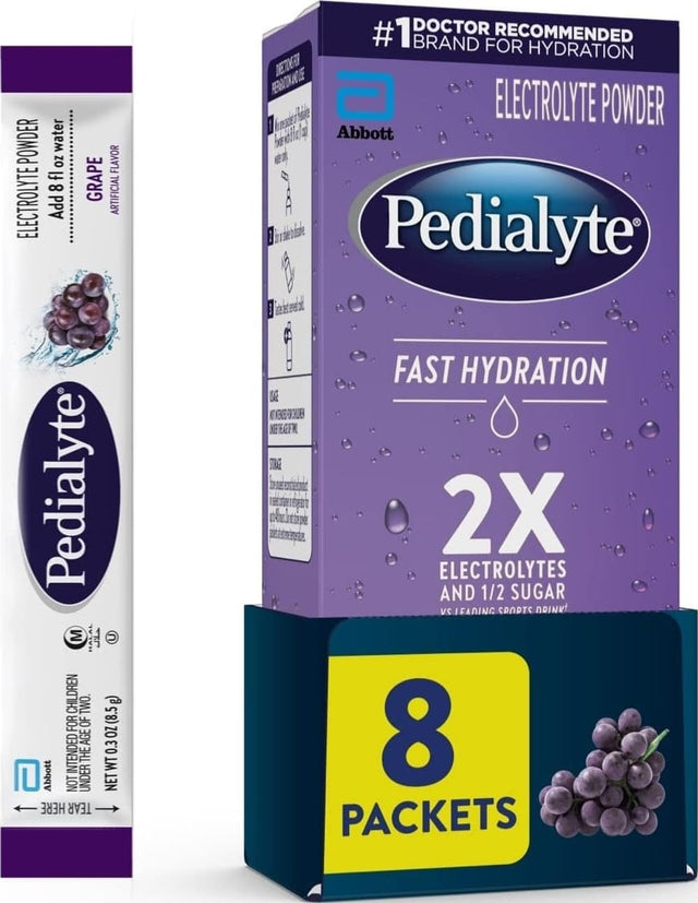 Pedialyte Fast Hydration Electrolyte Powder Packets, Grape